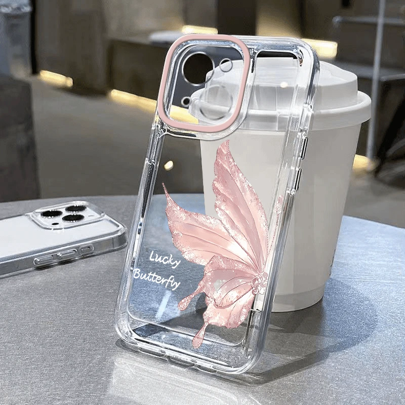 SMBLCE樱粉蝴蝶适用iphone15苹果14/13手机壳华为vivo小米oppo套