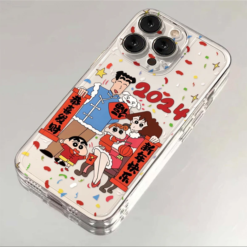 卡通拜年小新一家iphone15/13苹果14pro手机壳华为vivo小米oppo套