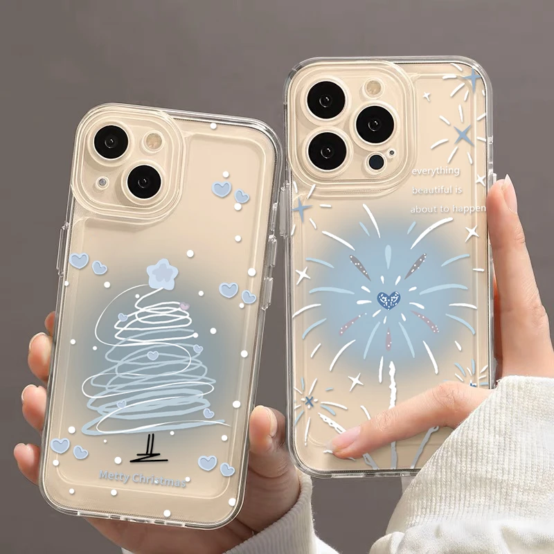 创意圣诞树烟花适用iphone15/13苹果14pro手机壳华为vivo小米oppo