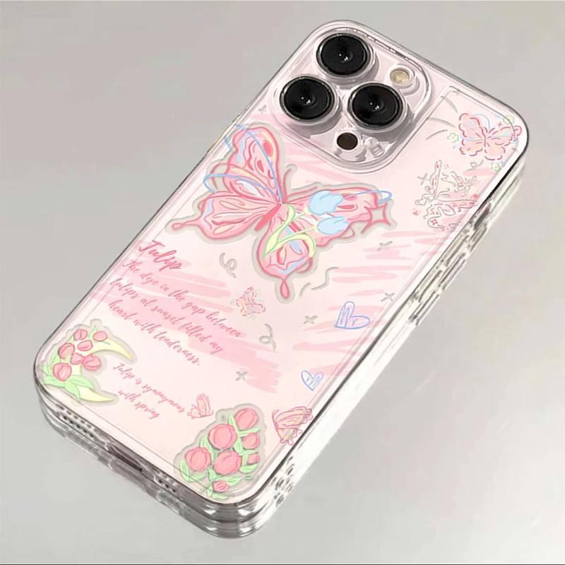 奥菲顿玫瑰蝴蝶适用iphone15/13苹果14pro手机壳华为vivo小米oppo