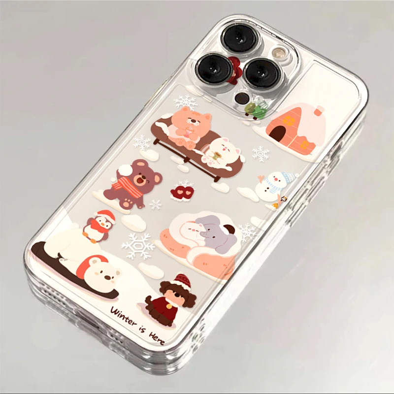 可爱冬日动物合集适用iphone15苹果14手机壳13华为vivo小米oppo套