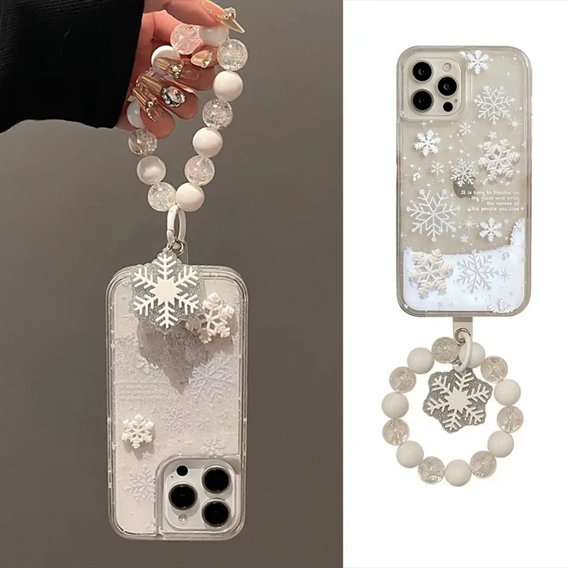 奥菲顿ins流沙雪花挂链适用iphone16手机壳华为P70vivo小米oppo套