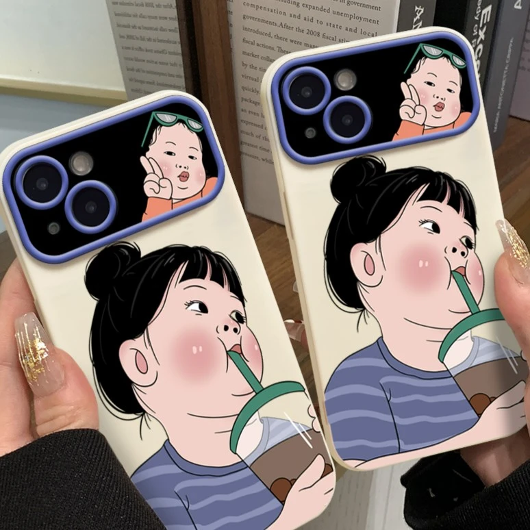 仙朵喝奶茶女孩苹果华为vivo小米oppo手机壳iphone15/13/14套