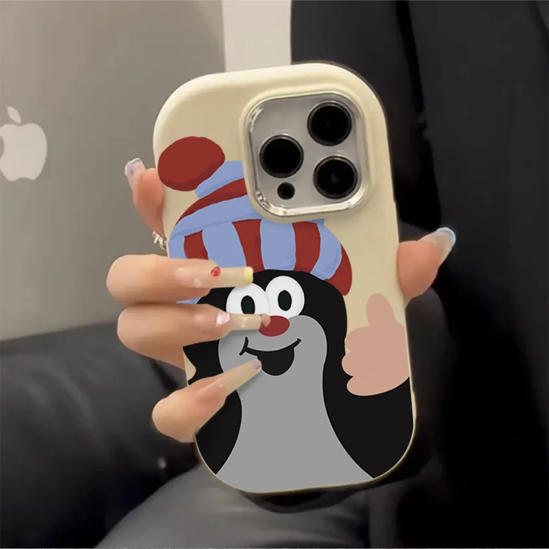 可爱鼹鼠雪人适用iPhone15/14promax手机壳苹果13/12/11软xs套xr
