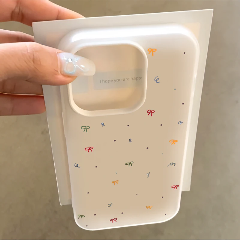 潮壳坊彩色小蝴蝶结适用iPhone15/14promax手机壳苹果13/12果冻壳