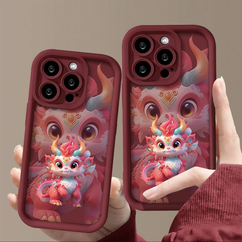 ins彩色神龙适用iphone15/13/14pro苹果手机壳华为vivo小米oppo套