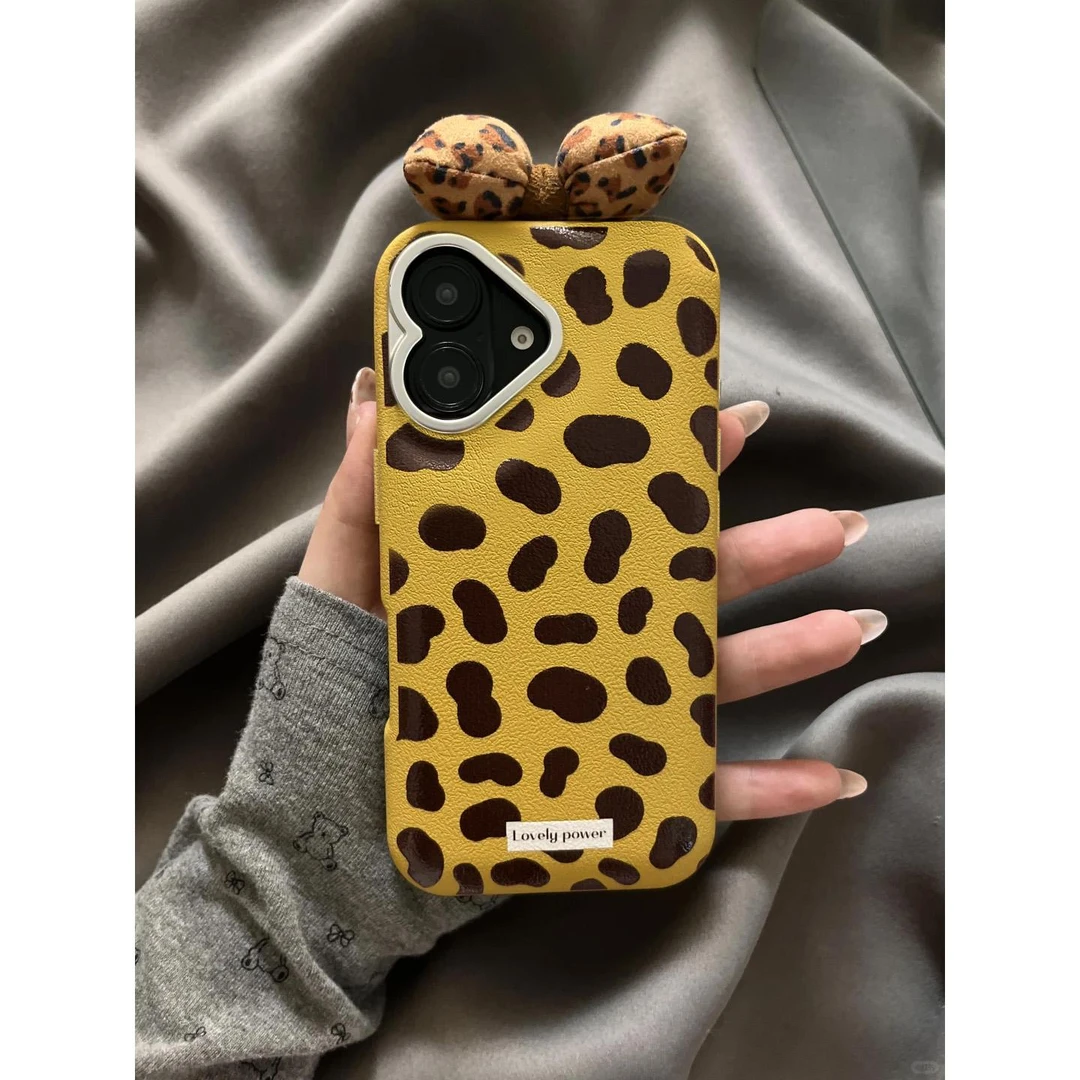 奥菲顿英文标签豹纹适用iPhone16/15pro荔枝纹14金属框手机壳13套