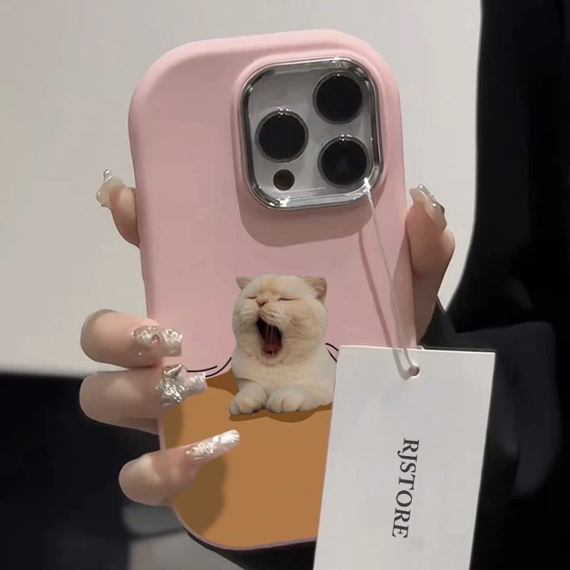 叮霖可爱哈欠猫咪iPhone15/14promax手机壳苹果13/12/11软套xr女