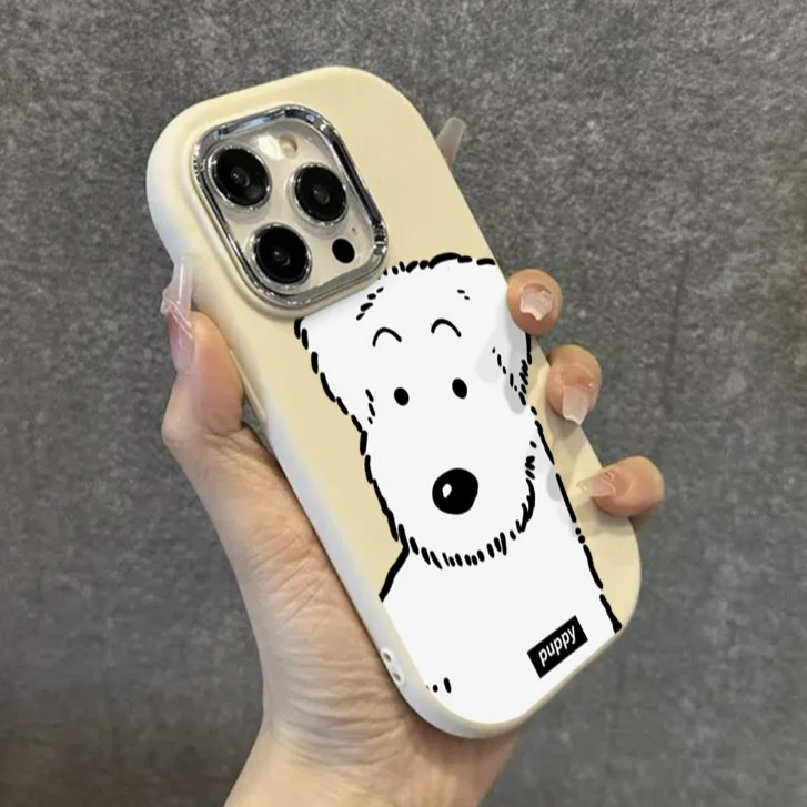 卡通可爱大白狗适用iPhone15/14promax手机壳苹果13/12/11套xr