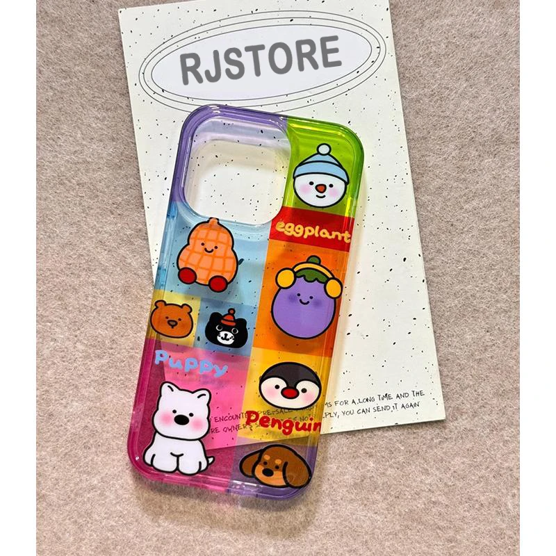 奥菲顿撞色拼接动物适用iPhone16/15高透手机壳华为viv小米oppo套