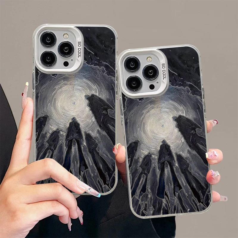 奥菲顿油画昏暗人群适用iphone15/14/13手机壳华为vivo小米oppo套