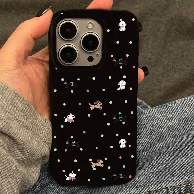 奥菲顿波点奔跑小狗适用iPhone16/15果冻手机软华为viv小米oppo套