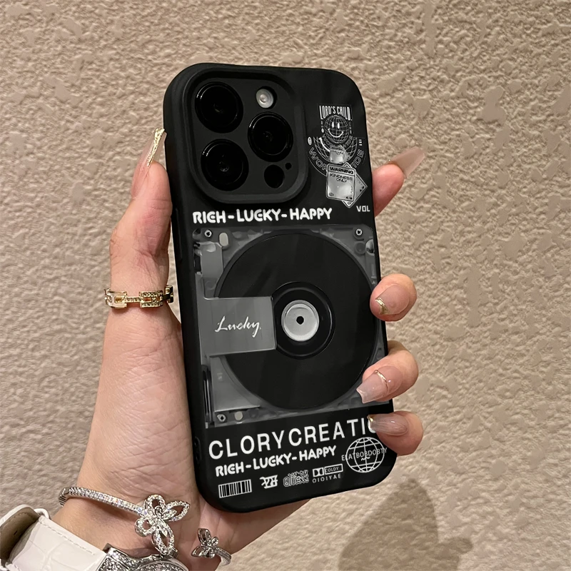 SMBLCE一张复古CD适用iphone16/15pro褶皱苹果14手机壳12全包13套