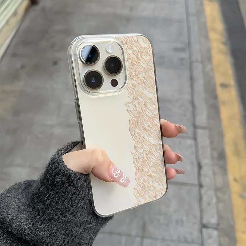 奥菲顿小众祥云纹适用iPhone16/15promax高透14手机壳苹果13/12套