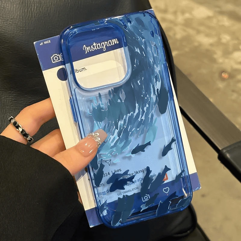奥菲顿ins深海鱼群适用iPhone16/15promax手机壳苹果13透蓝14套12