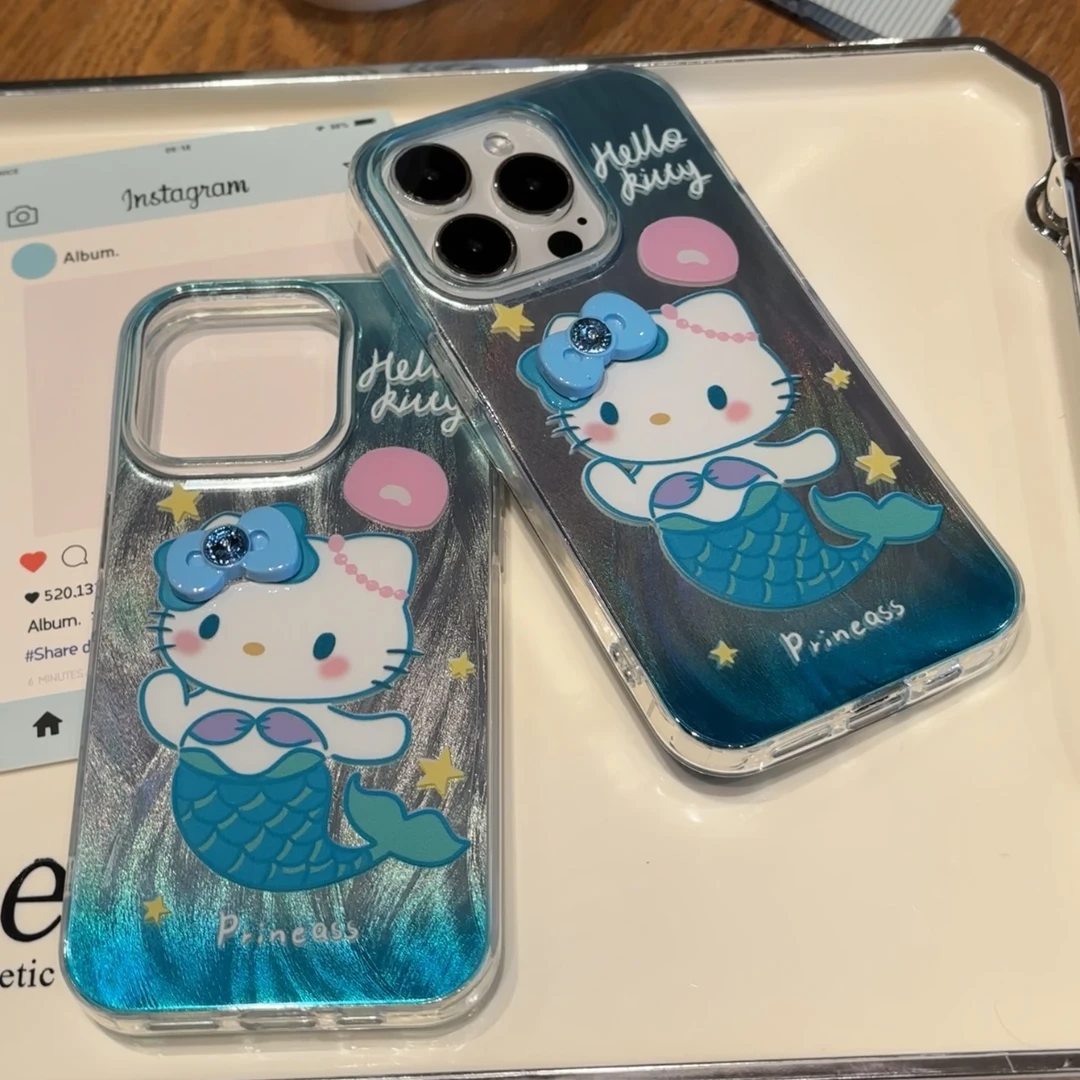 Lucky美人鱼蝴蝶帖件kt适用iPhone15羽纱14手机壳华为viv小米oppo