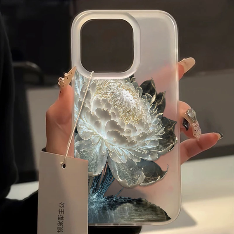 JIANGZI治愈牡丹花适用iPhone15/14promax手机壳11苹果13/12软套x