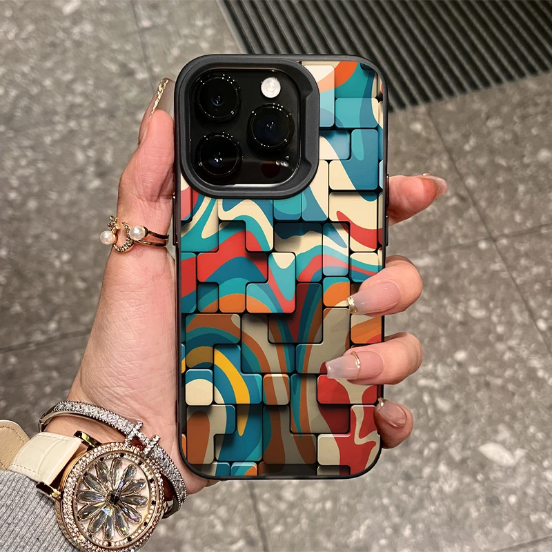 ins彩色俄罗斯方块适用iPhone15/14promax手机壳11苹果13pro/12套