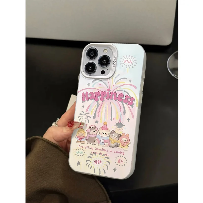 奥菲顿快乐烟花动物适用iPhone15/14promax手机壳11苹果13/12套xr