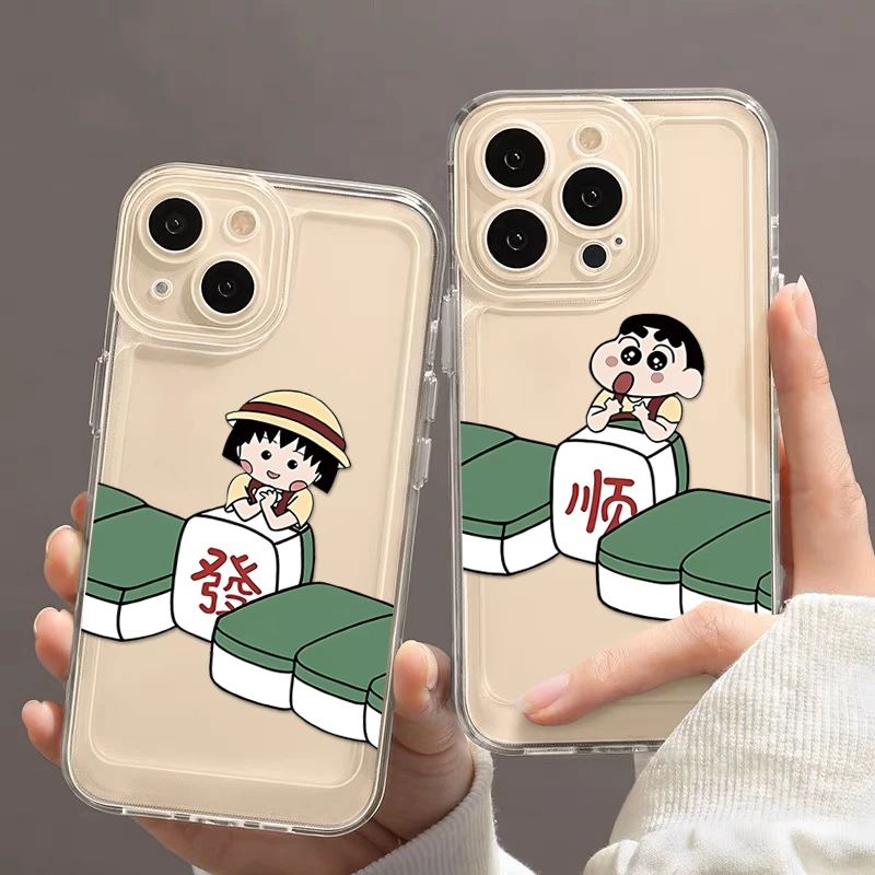 SMBLCE情侣麻将小新适用iphone15苹果14手机壳13华为vivo小米oppo