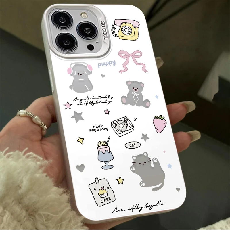 卡通星星小熊小猫iphone15/13苹果手机壳14pro华为vivo小米oppo套