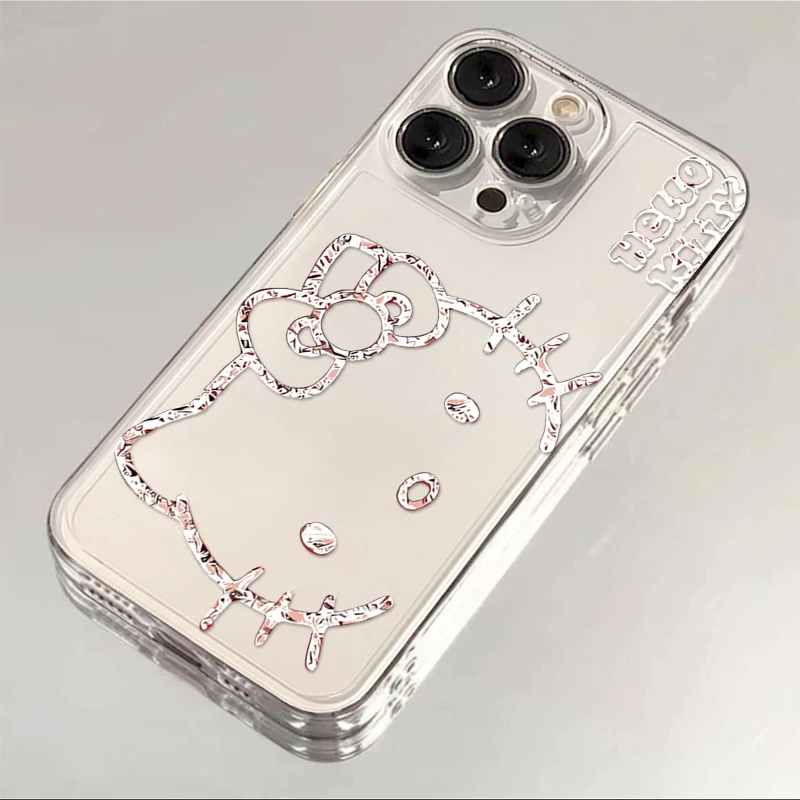 银色凯蒂头像适用iphone15/13苹果14pro手机壳华为vivo小米oppo套