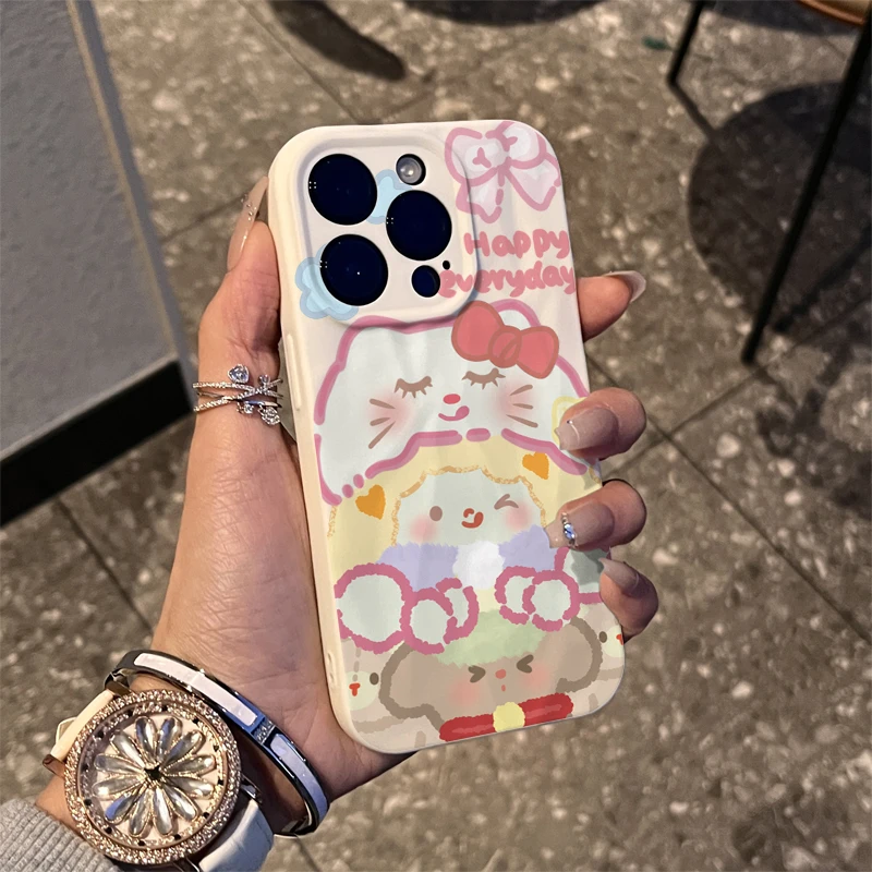 可爱猫咪女孩适用iPhone15/14promax褶皱xr手机壳11苹果13/12软套