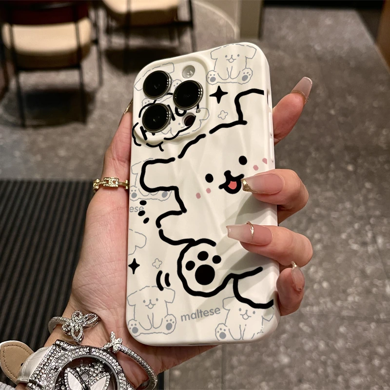 可爱小狗适用iPhone15/14promax褶皱手机壳苹果13/12/11全包软套