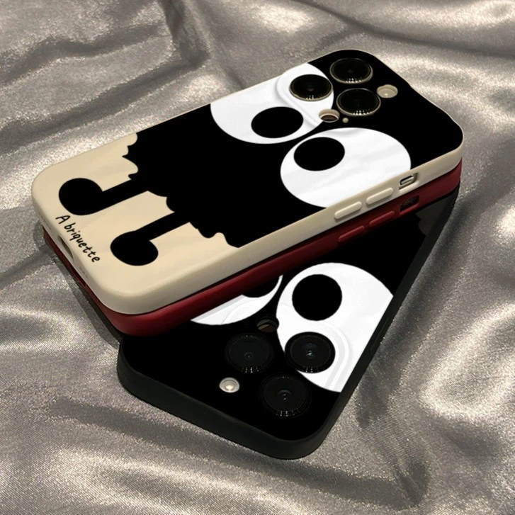 趣味煤球大脸适用iPhone15/14promax褶皱手机壳xr苹果13/12/11套