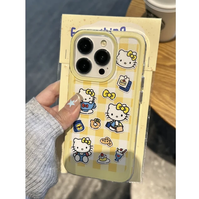 JIANGZI黄格纹凯蒂适用iphone15/13苹果14手机壳华为vivo小米oppo
