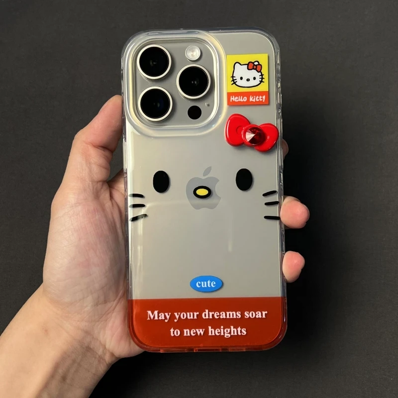 高级闪钻蝴蝶结kt猫适用iphone16/15pro手机壳华为vivo小米oppo套