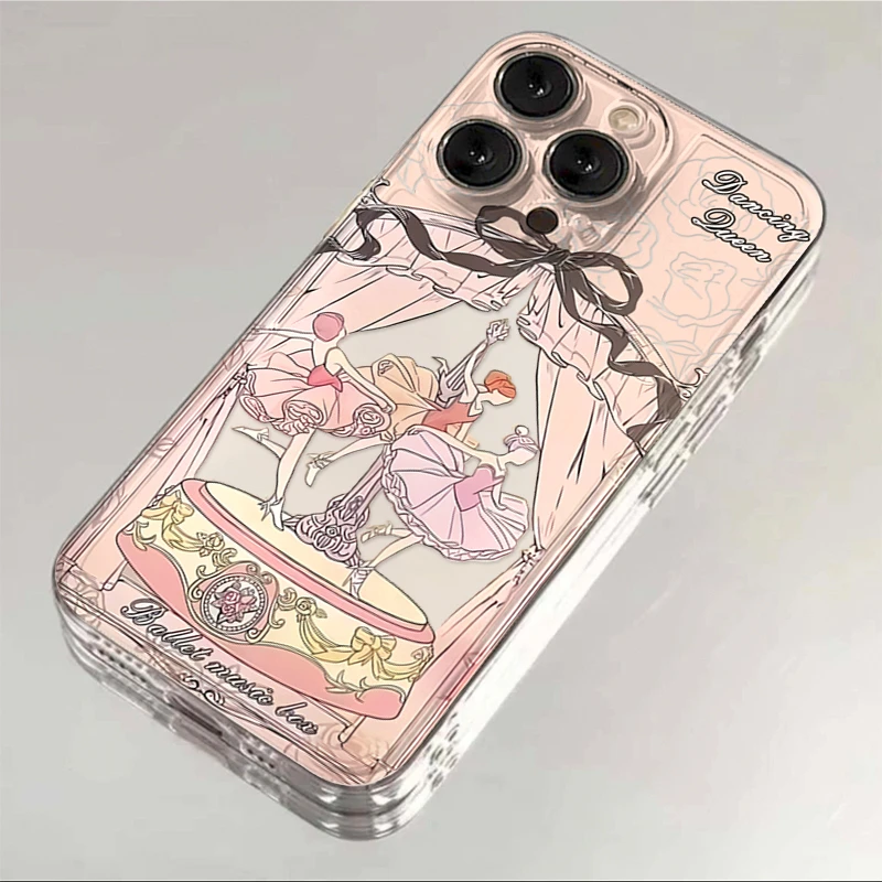 ins旋转芭蕾女孩适用iphone15/13苹果14手机壳华为vivo小米oppo套