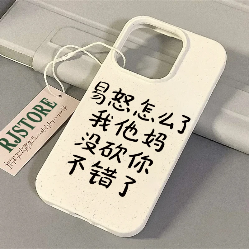 文字易怒苹果华为vivo小米oppo小麦手机壳iphone15/13/14全包软套