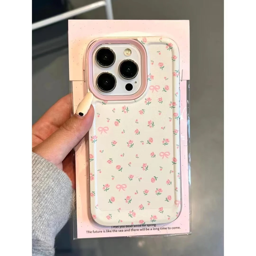 SMBLCE满屏粉玫瑰花适用iPhone15/14promax手机壳11苹果13/12软壳
