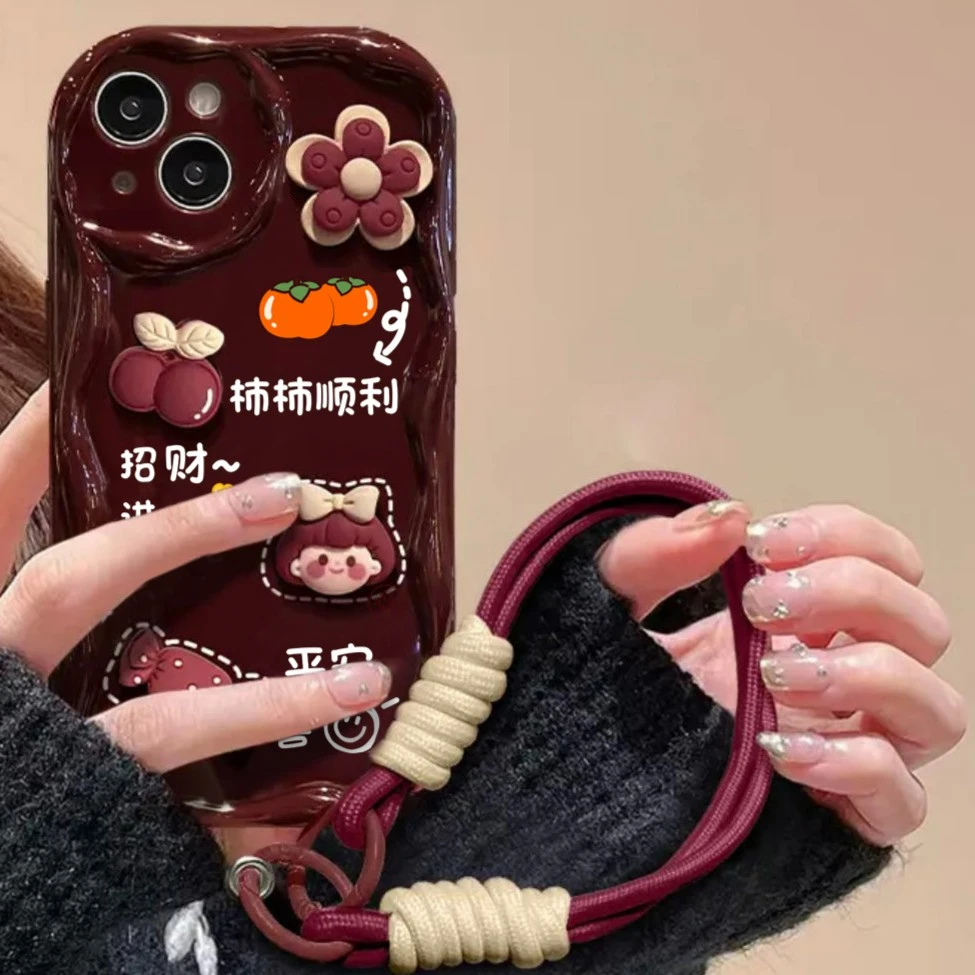 SMBLCE立体柿子女孩适用iphone15苹果14手机壳13华为vivo小米oppo