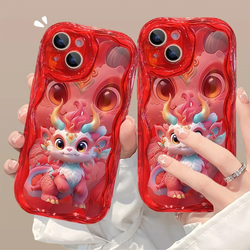 国风粉色龙宝适用iphone15/13苹果14手机壳华为viv小米oppo软套12