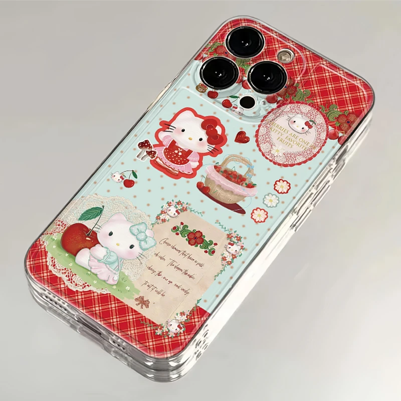 Lucky红格纹凯蒂猫适用iphone15苹果14手机壳华为vivo小米oppo套