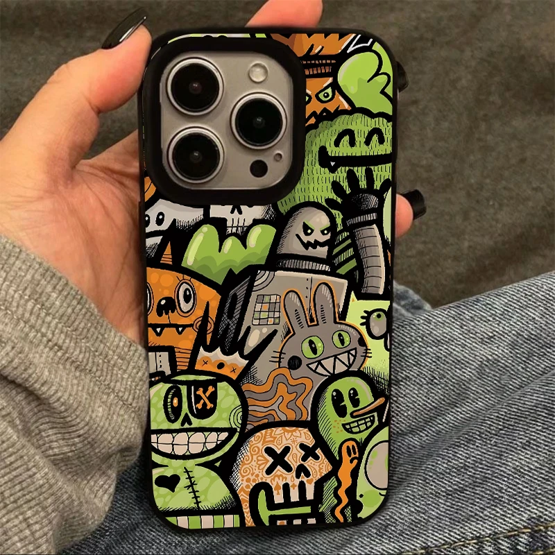 奥菲顿卡通怪兽涂鸦适用iPhone15/14promax手机壳苹果13/12果冻壳