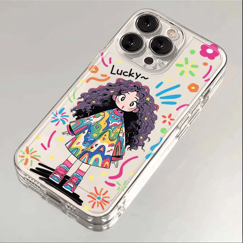 趣味壳涂鸦紫发女孩适用iphone15/14/13手机壳华为vivo小米oppo套