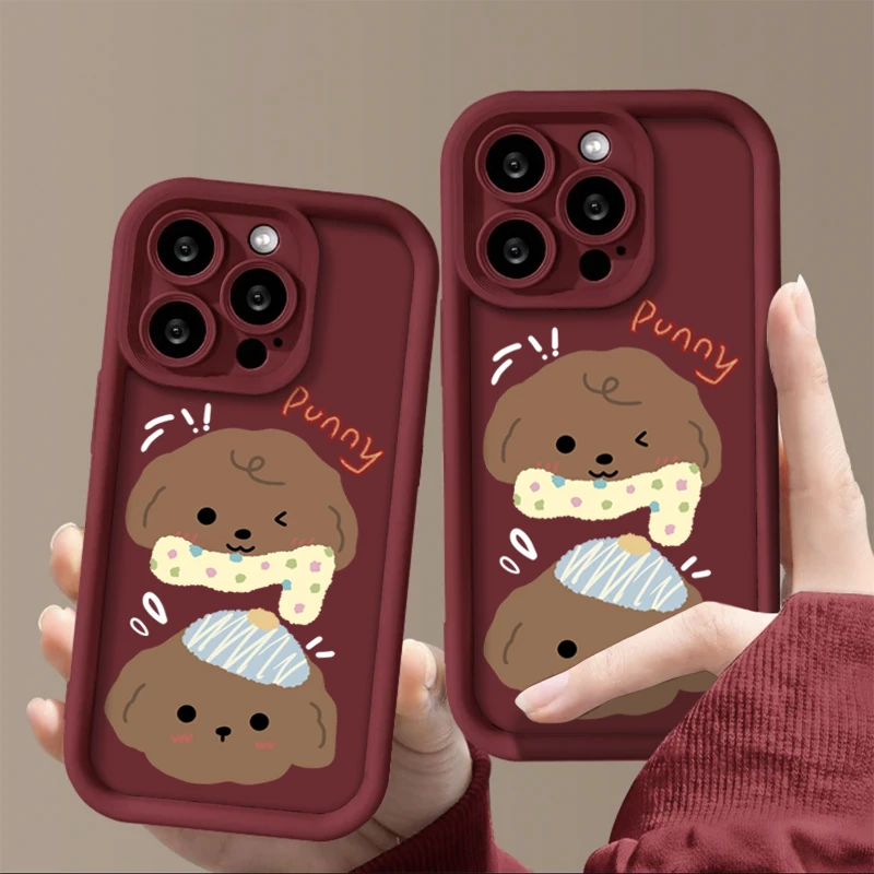 ins可爱围巾狗适用iphone15/13/14pro苹果手机壳华为vivo小米oppo
