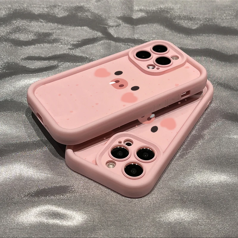 ins粉色腮红小猪适用iPhone15/14promax手机壳苹果13/12/11软套xr