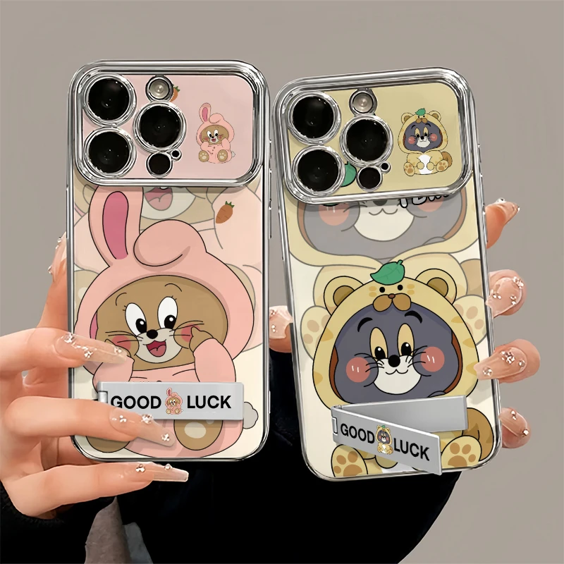 奥菲顿睡衣汤姆杰瑞适用iPhone15电镀视窗手机壳华为vivo小米oppo