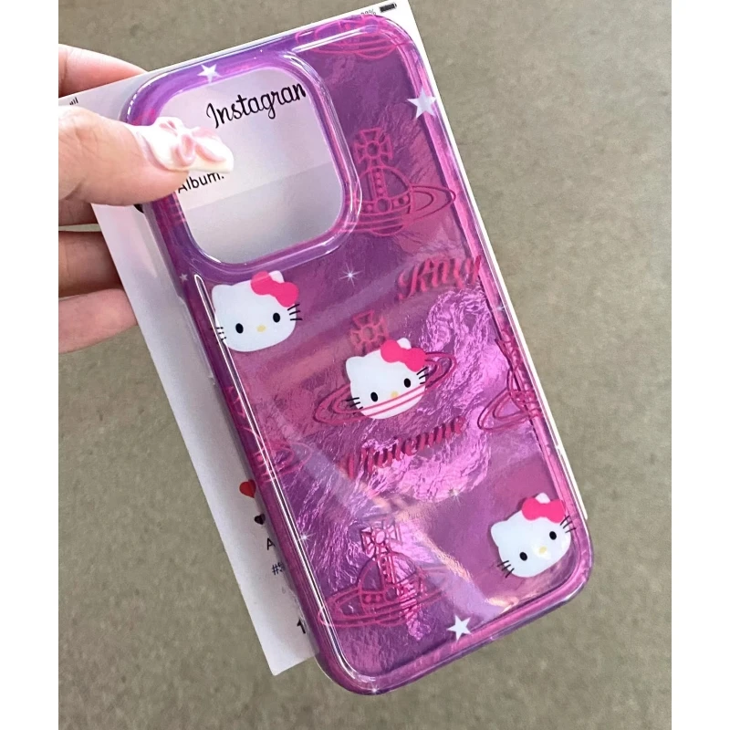 奥菲顿紫粉星球kt猫适用iPhone16/15冰川手机壳华为viv小米oppo套