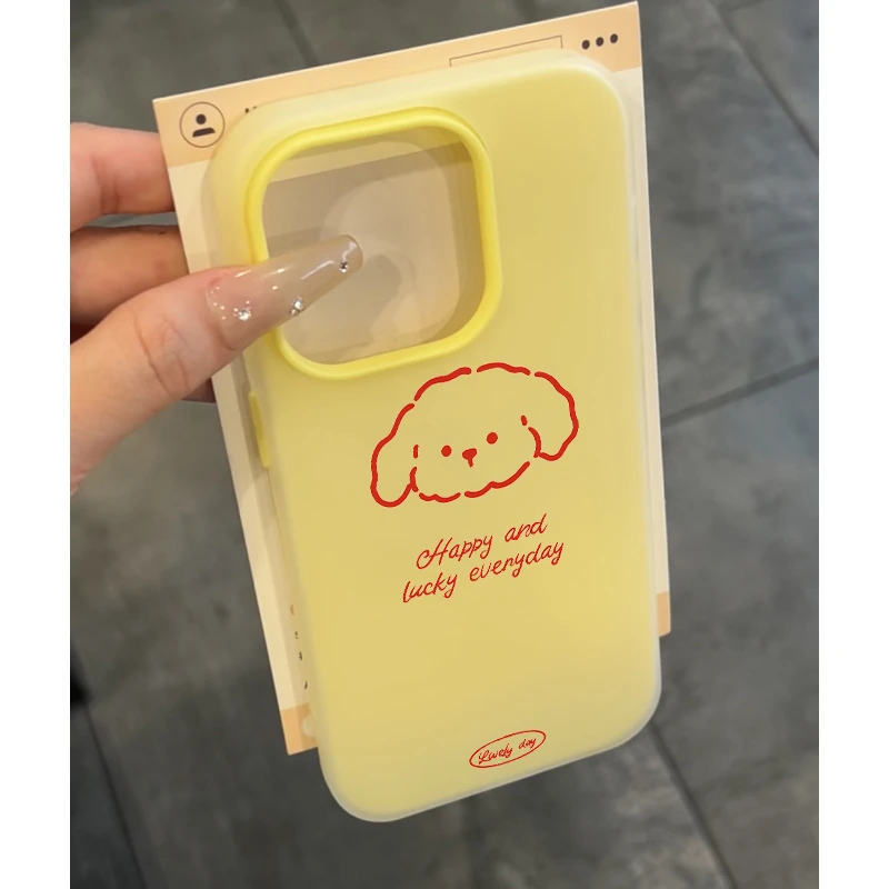 GGBond红线条小狗适用iPhone16/15/14pro手机壳13苹果12肤感果冻