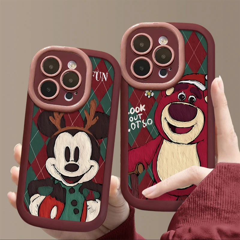 可爱菱格草莓熊适用iPhone15/14promax手机壳11苹果13/12软套xr