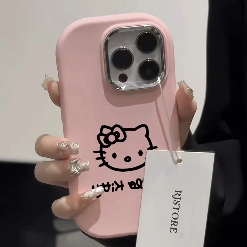 ins金属框凯蒂线条适用iPhone15/14promax手机壳苹果13/12/11套xr