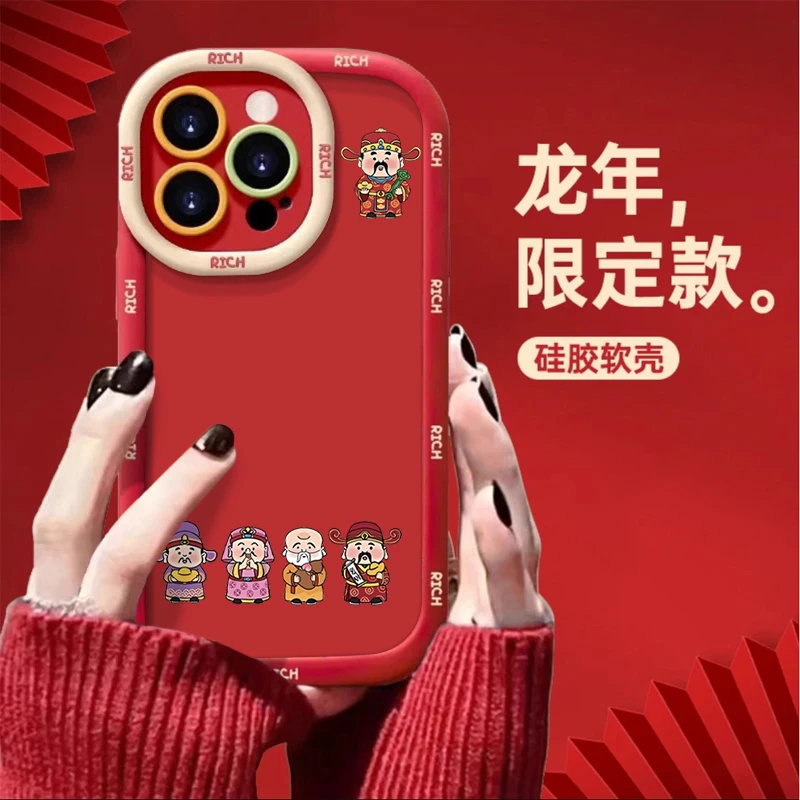 SMBLCE五个财神爷适用苹果华为vivo小米oppo手机壳iphone15/14/13
