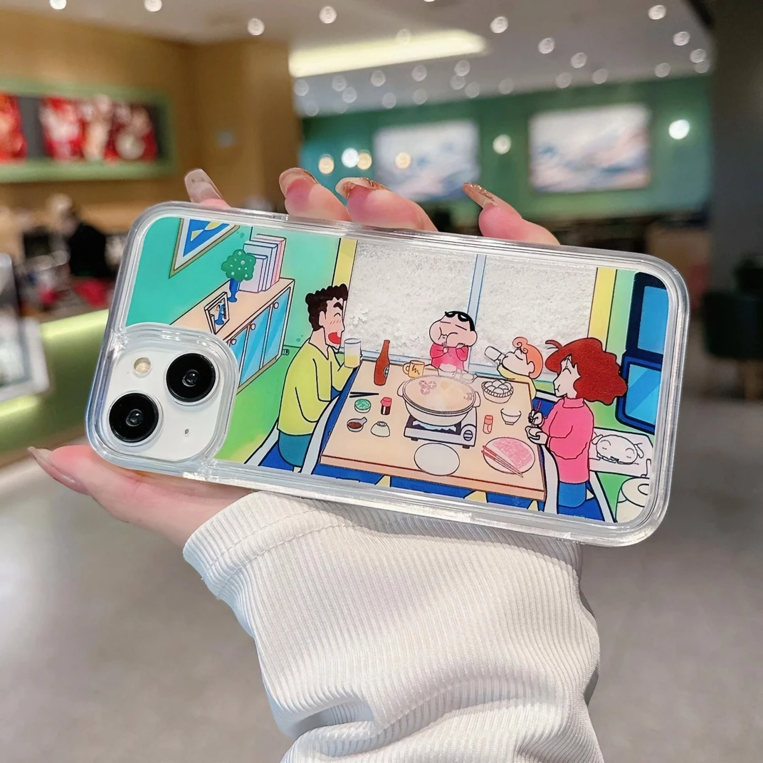 爆款雪花流沙壳小新适用iPhone15/14promax手机壳11苹果13/12套潮