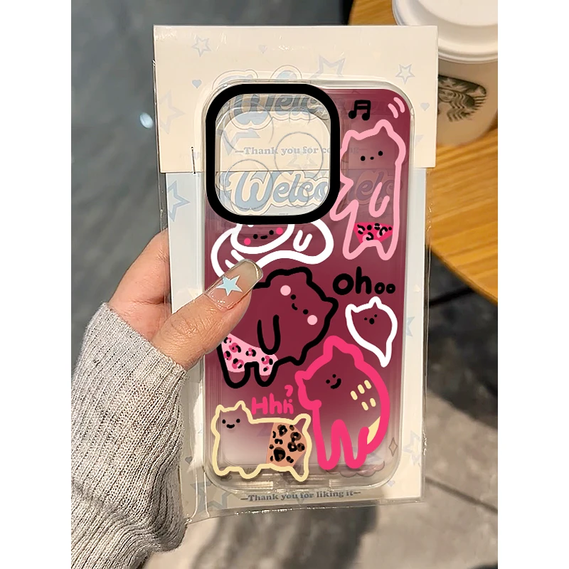 SMBLCE懒惰线条猫适用iphone15苹果14手机壳华为vivo小米oppo软套