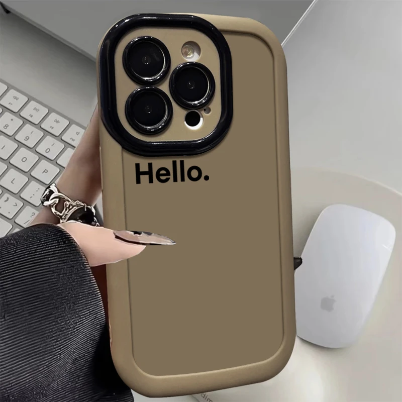 仙朵简约hello适用iPhone15/14promax手机壳xr苹果13/12/11软套